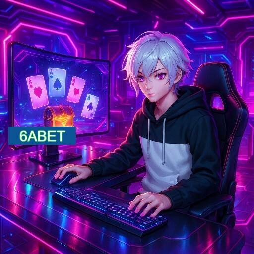 Imagem promocional do app oficial 6ABET destacando a conveniência de jogar cassino online pelo celular ou navegador